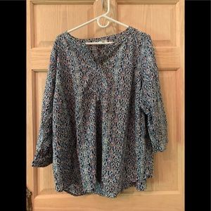 Talbots Tunic Size -3X Multi color print/navy